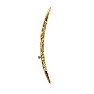 Vintage Crescent Moon Brooch Rhinestone Gold Tone Celestial Pin 60s